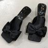 Fashion New Style Square Toe Butterfly-knot Women Slippers Elegant Thin Heel Open-toe Heels Sandals Summer Fashion Comforts Office Shoes
