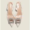 Frühling und Herbst Mode Neue Sexy Bankett Bequeme Kristall Transparente Einfarbig Spitzschuh Damen High Heels Pumps