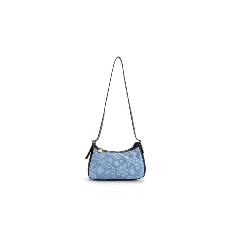 Blue denim pattern armpit bag, simple fashion plaid printing shoulder handbag, a women's bag trend