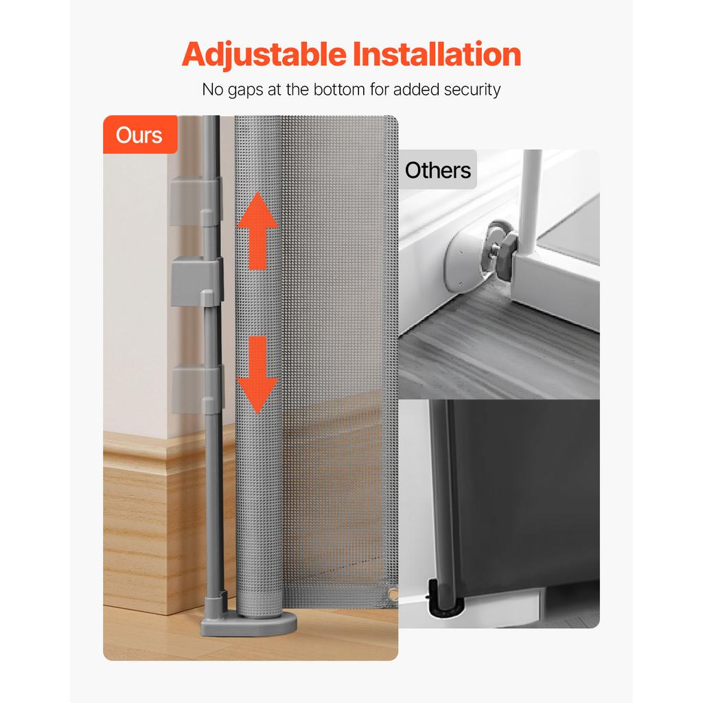 SucceBuy 55/71/110in Retractable Baby Gate 34in Tall Extends Wide Retractable Gate for Kids Pets Mesh Material Easy To Install