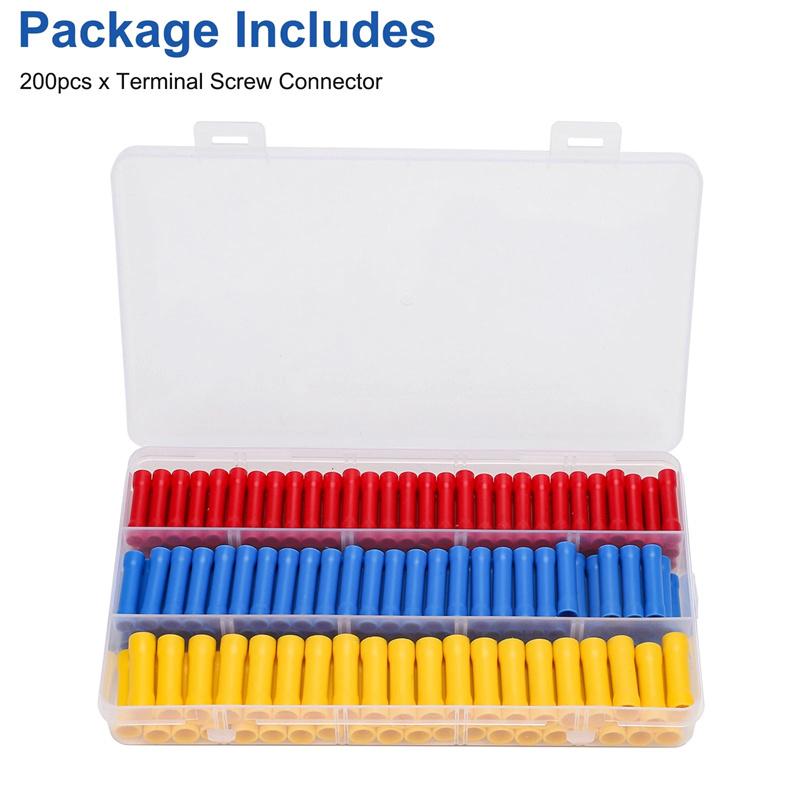 200Pcs Straight Butt Wire Terminal Splice Crimp Insulated Copper Cold Press Terminals Electrical Wire Connector Bv1.25 Bv2 Bv5.5