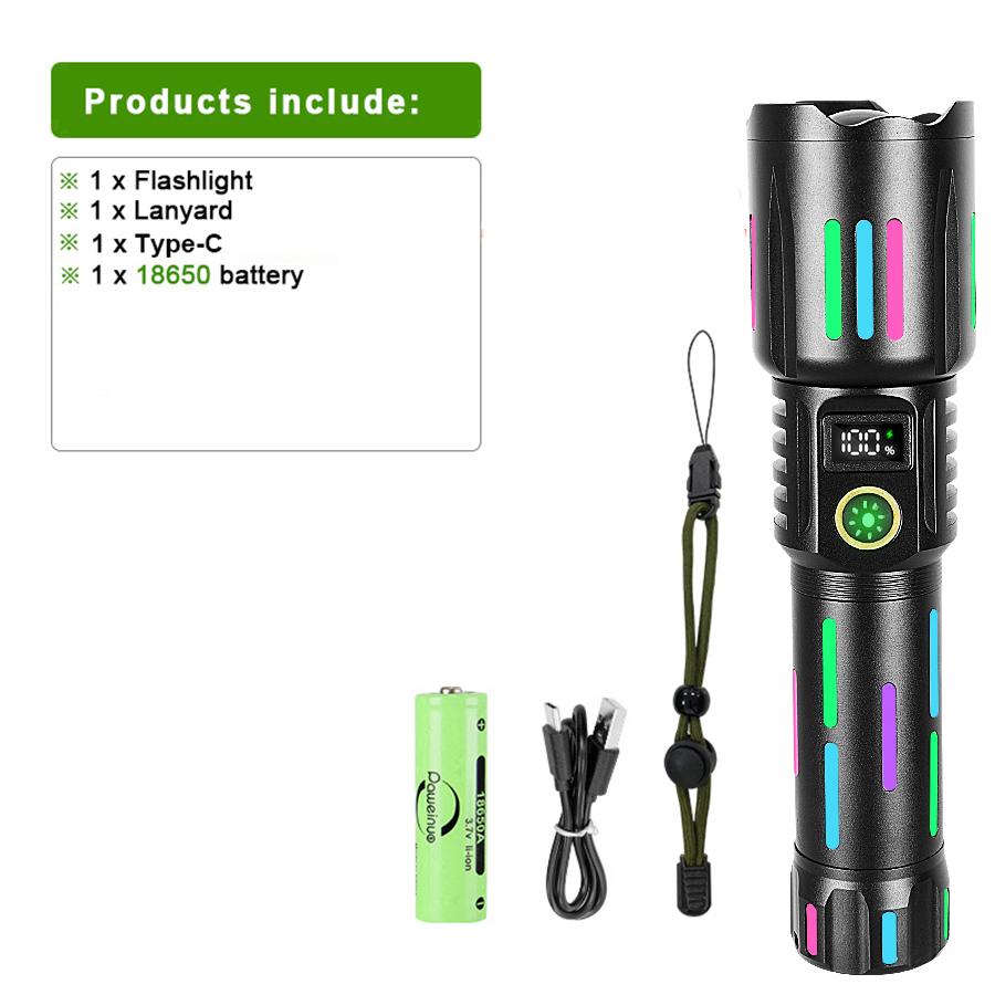 811111111LM Super Bright LED Flashlight Powerful Tactical Torch USB Rechargeable Spotlights Emergency Camping Fishing Lanterns