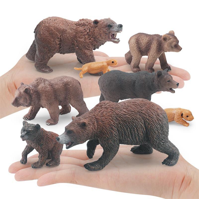 Simulation Forest Animal Brown Bear Growth Cycle Model Brown Bear Growth Transformation Process Static Ornament Toy