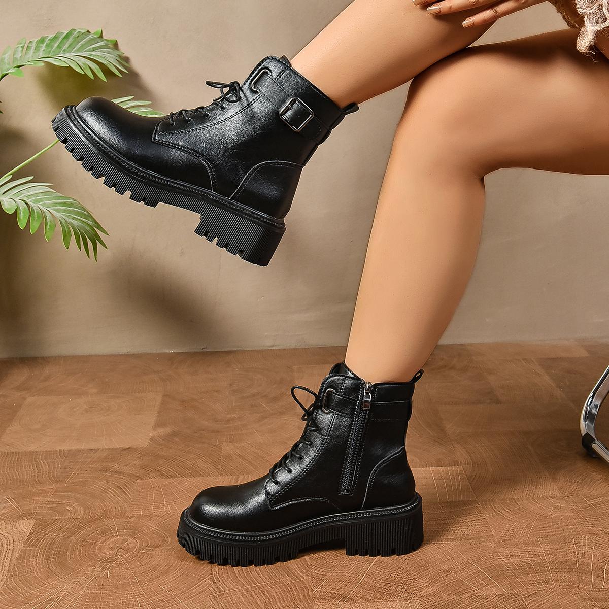 Модная женская обувь Осень Зима Модные классические ботильоны Женские туфли с круглым — фото 4