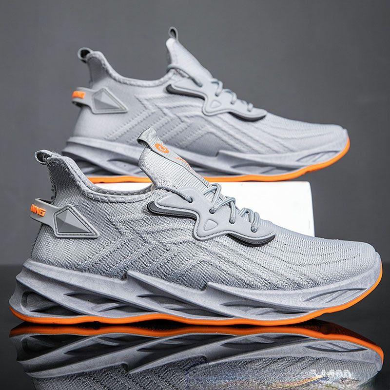 Men's Flying Woven Solid Color Sports Shoes Outdoor Running Shoes