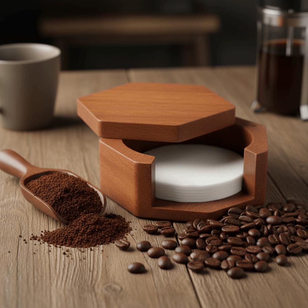 Solid Wood Coffee Filter Paper Storage Box Universal Coffee Filter Paper Holder Gift