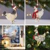 4pcs Christmas Tree Hanging Pendant Scarf Chicken Holiday Festival Decoration Outdoor Xmas Tree Funny Home Christmas Ornament