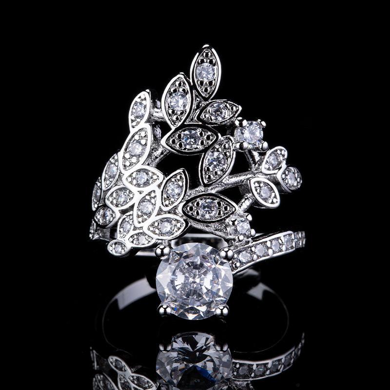 Diamond-Set Personalized Full Diamond Pattern Ring, Light Luxury Temperament Index Finger Ring Female Tide