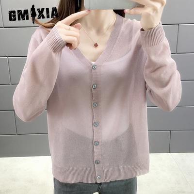 Pulover tricot din mătase de gheață, primăvară și vară, cardigan nou pentru damă, paragraf scurt, cu secțiune subțire, șal cu mânecă lungă.