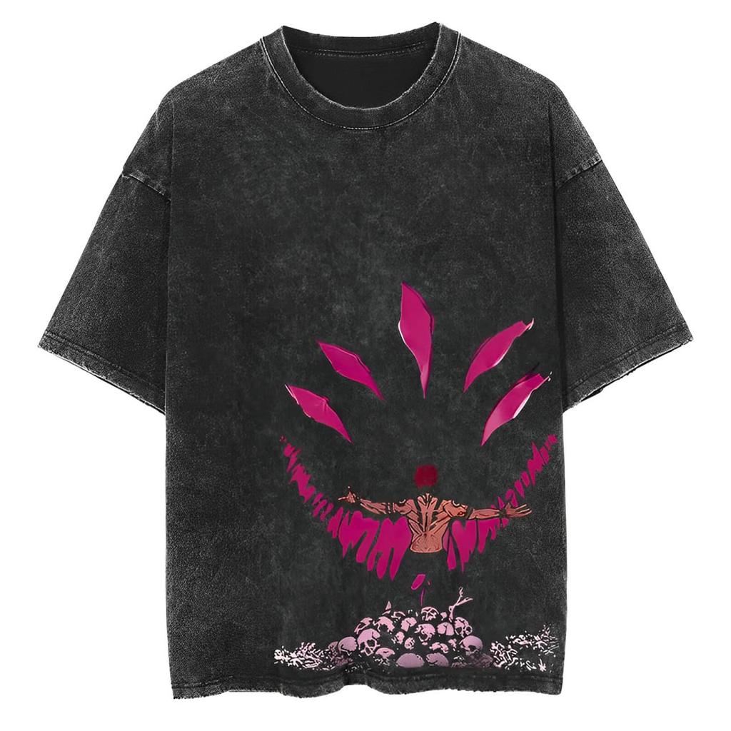 Jujutsu Kaisen Sukuna T-Shirt Böser Schrein Grafik Herren Säurewäsche Übergroß Streetwear Anime Retro Baumwolle Oberteil T-Shirt