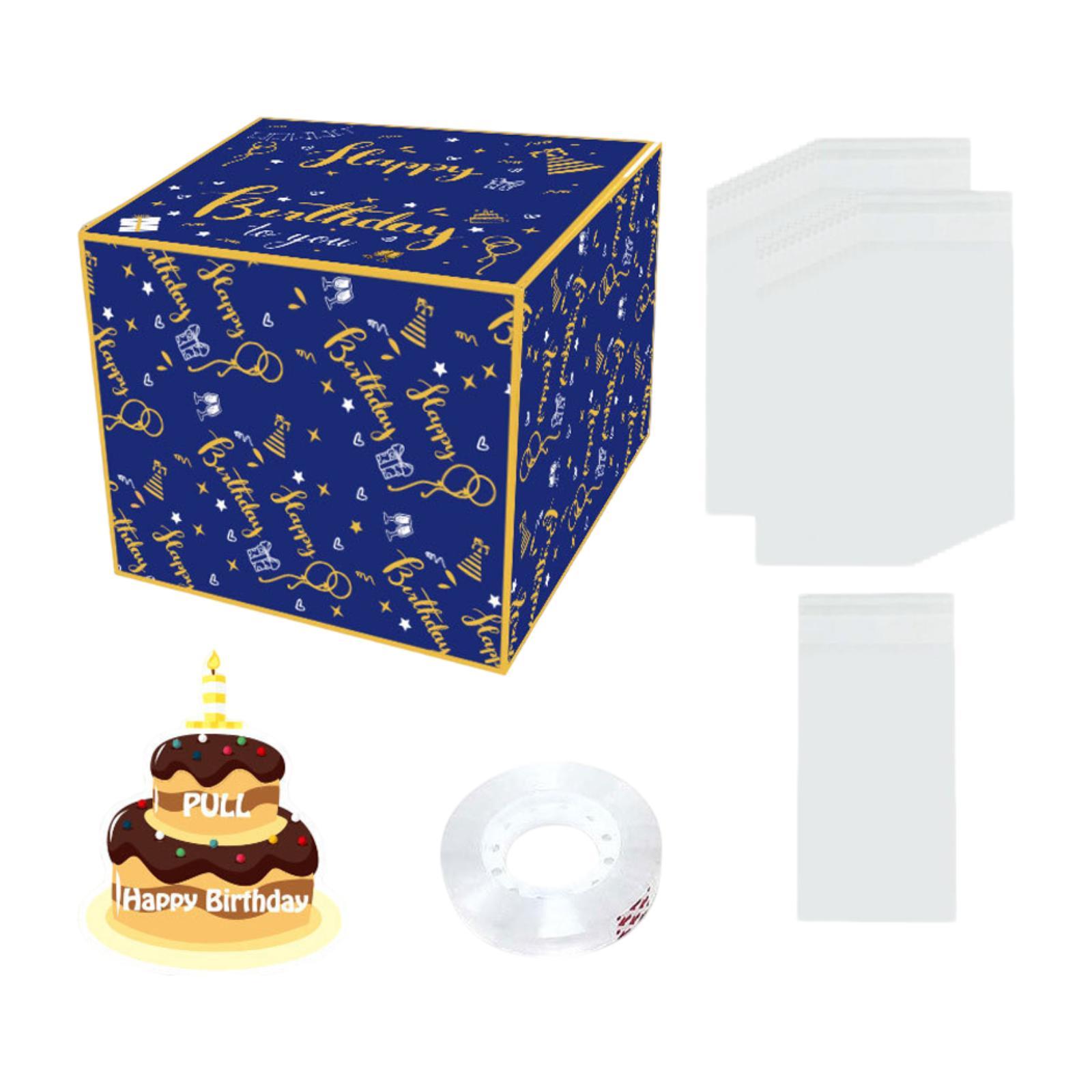

Gift Pull Out Box DIY Set Birthday Gift Box Money Holder for Cash with Pull Out Card for Adults Girls Wife Mother Family синий