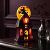 Witch Moon Glow Lanterns Halloween Haunted House Blow Mold Light, Vintage Pre-Lit Mansion Decor with Glowing Style Molded Ghost Black Cat, Indoor