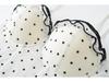 Korean Elegant Polka Dot Ruffle Camisole, Slim Fit with Chest Pads, Waist-Cinched, Flattering Lace Top for Women