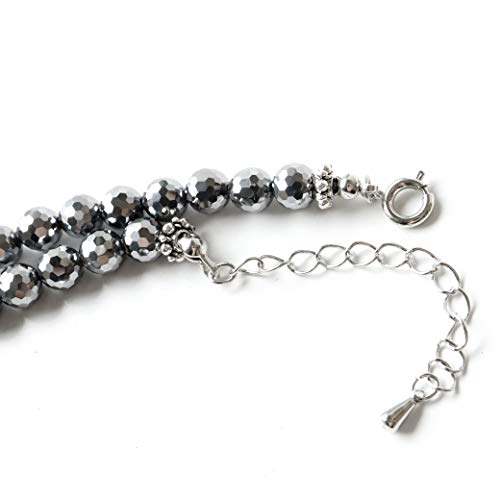 [GOLD STONE] Genuine Terahertz Ore Necklace, 6mm, 128-facet, Mirror Ball Cut, Power Stone, Natural Stone, Hook Type, Approximately 60cm Long