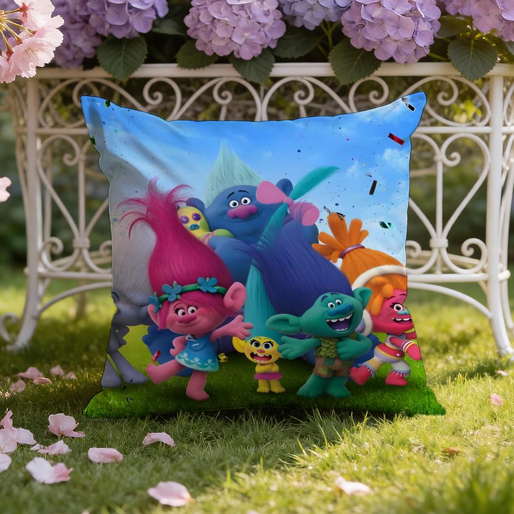 Anime T-TrollsS Cartoon Cushion Cover Home & Car Dual-Scene Pillow Cover: Reversible for Premium Comfort