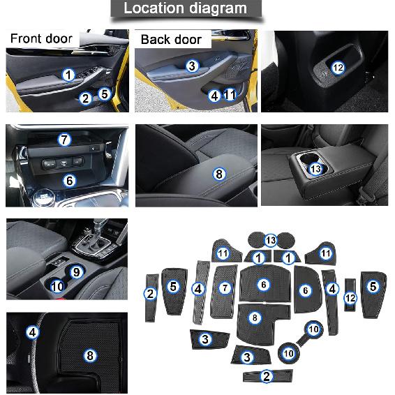 YEE PIN for Kia Seltos Center Console Liner Door Gate Slot Mats Door Mats Fit for 2021-2024 2025 Kia Seltos 2026 Accessories LX/S/EX/Nightfall