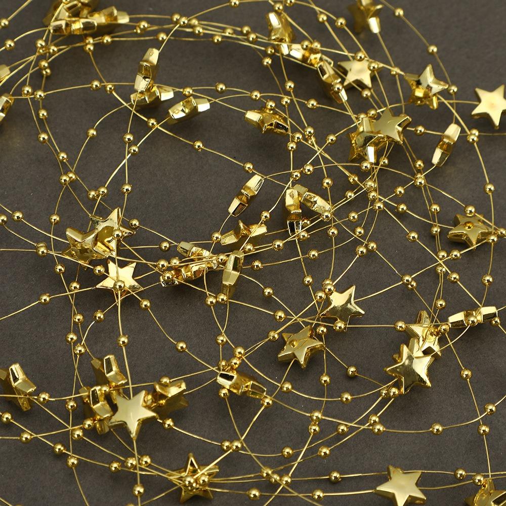 Plastic Star Beads Chain Electroplated Christmas Star Chain Decoration  For Diy Jewelry Making
