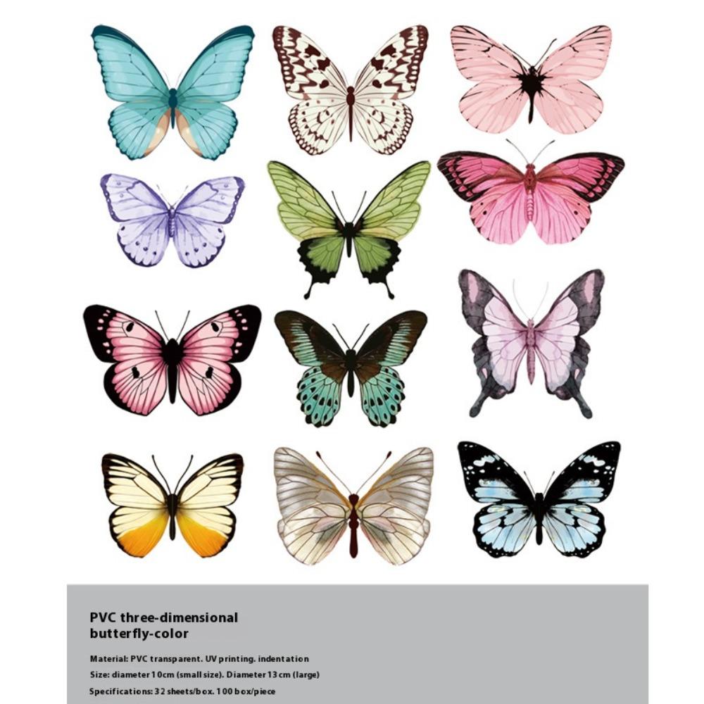 

32Pcs Creative DIY 3D Butterfly Colorful Double Layers Wall Stickers Refrigerator Stickers Bouquets