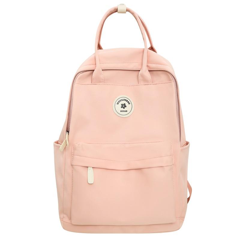 Japanese Ins Girl Backpack Korean Version of Junior High School Student Schoolbag Female Tide Large Capacity Solid Color Nylon Handbag