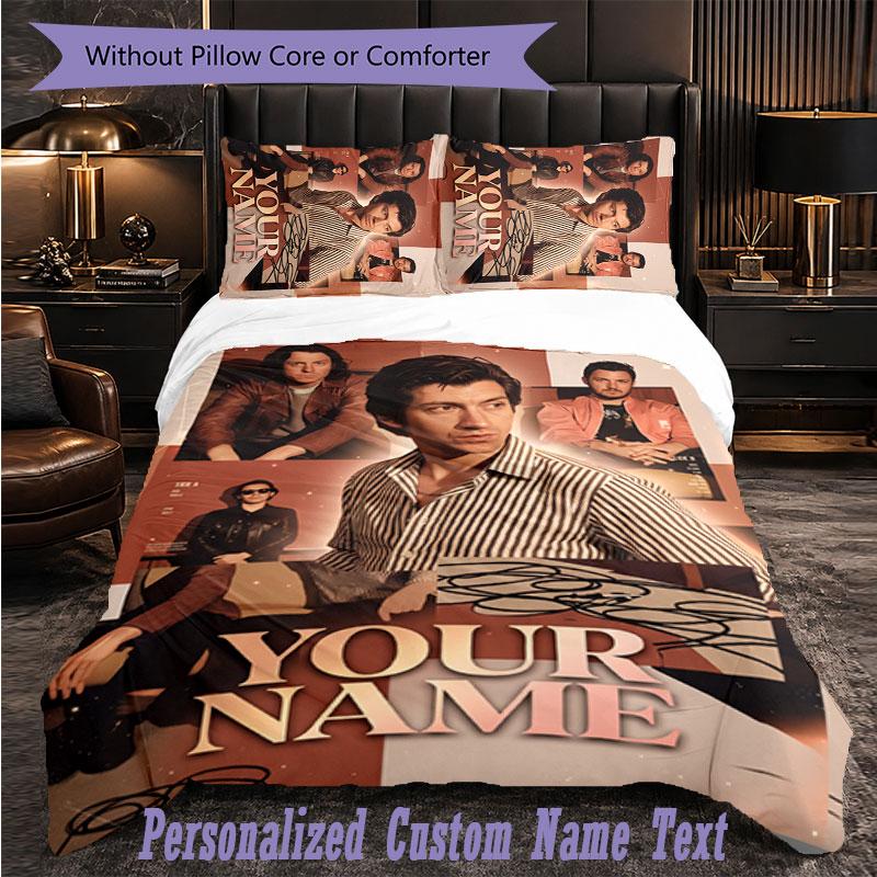 Personalized 3Pcs Bedding SetArctic Monkeys Custom Text Duvet Cover Pillowcase Set Bedroom Gift