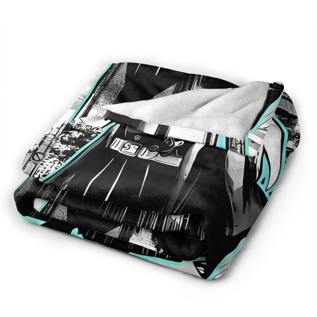 Muichiro Tokito Blue Design  Flannel Throw Blanket Anime Blanket for Sofa Couch Lightweight Bed Rug,