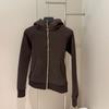 Autumn women's full zipper slim fit hooded fleece sweater casual outdoor slimming sports jacket