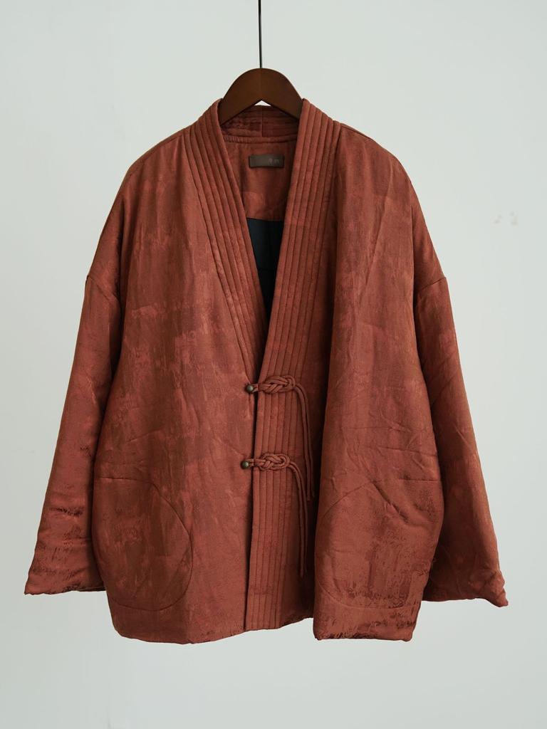 Johnature Women Vintage Winter V-Neck Long Sleeve Button Coats Chinese Style Jacquard Coats