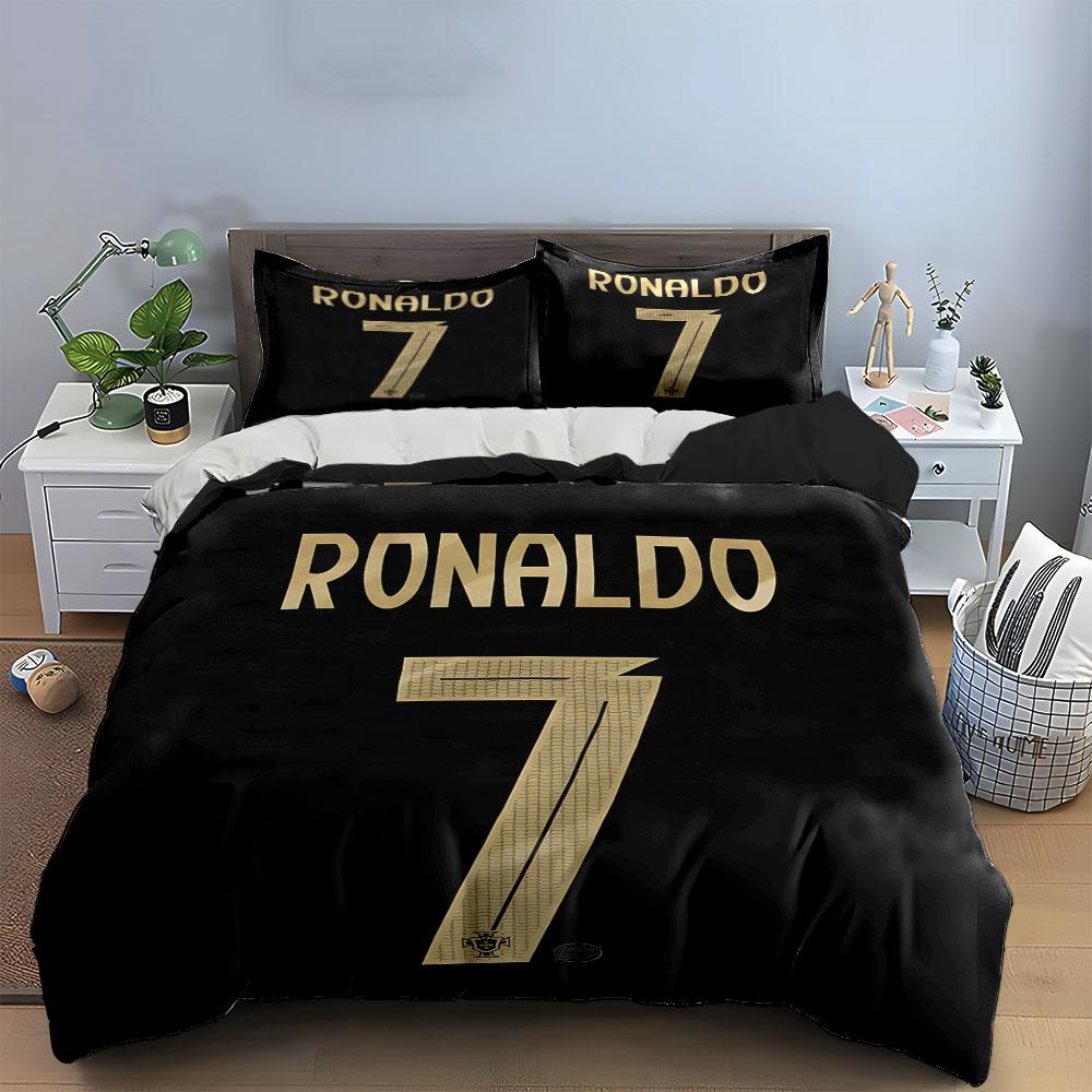 Gold "Ronaldo 7" Text. Bedding Sets Duvet Cover Sets Duvet Covers Pillowcases(1 * Duvet Cover 2 * Pillowcases Without Duvet Insert)