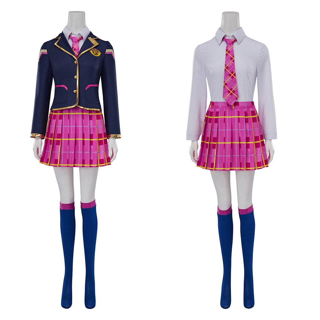 Song Hana Cosplay Anime Costume School Girl D.va JK Uniform Top Coat Skirts Suit Halloween Dva 3rd Party Outfit for Women