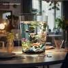 Mini Desktop Aquarium Plastic Imitation Glass Shatterproof Fish Tank Goldfish Green Plants Small Landscape Eco Tank Living Room