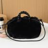 Plush Cloud Shoulder Bag With Drawstring Closure For Daily Use In Soft Fur Material