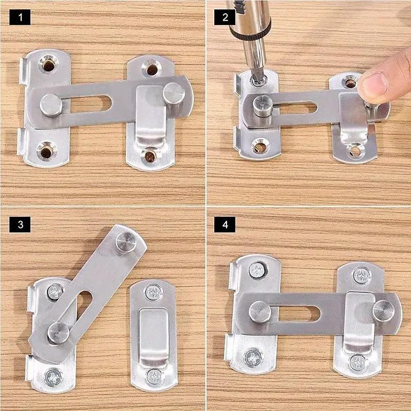 1 pz. Serratura per porta scorrevole in acciaio inox, ferramenta per cancelli, finestra, armadio, nero opaco argentato