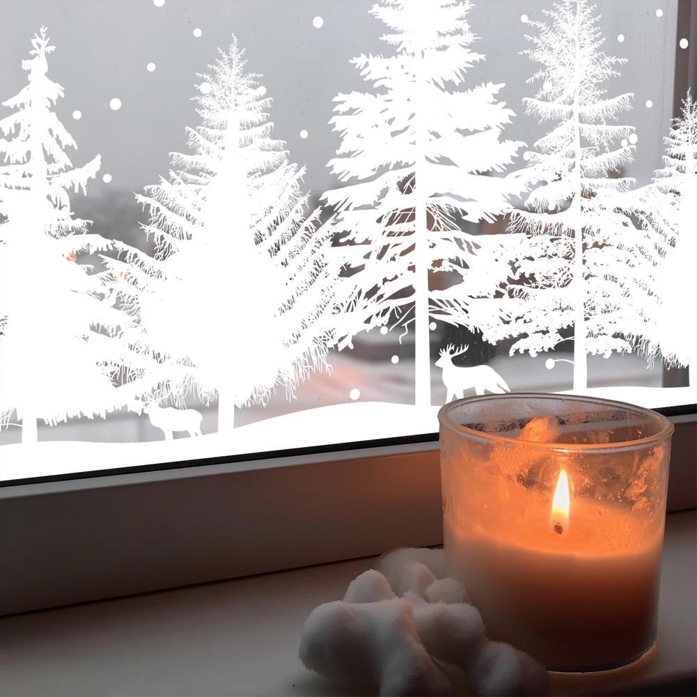 Christmas Window Cling Deer Design Sticker Snowflake Decal