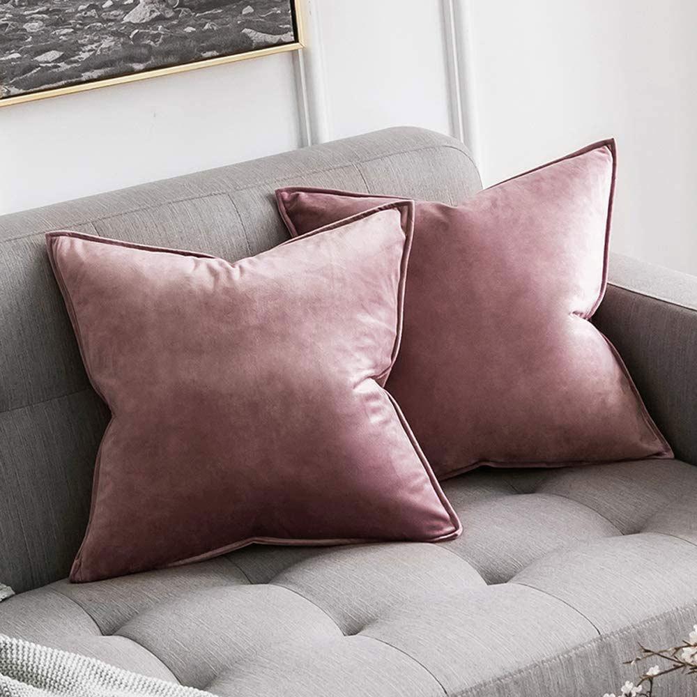 1pc Velvet Flange Craft Sofa Cushion Cover Nordic Minimalist Solid Color Dutch Velvet Piped Pillow Cover