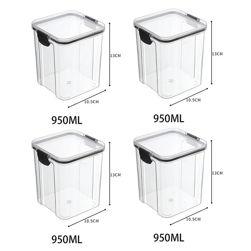 JOYBLISS Transparent Food Storage Containers Kitchen Storage Airtight Cans Plastic Storage Boxes Stackable Food Storage Boxes
