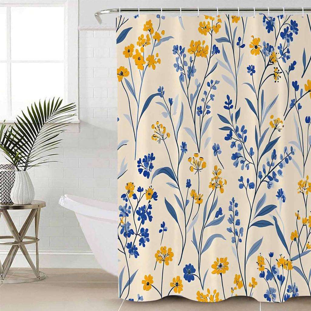 Modernism Daisy Flower Plant Shower Curtains Waterproof Bath Curtains Home Decor Modern Luxury Bathroom Curtain