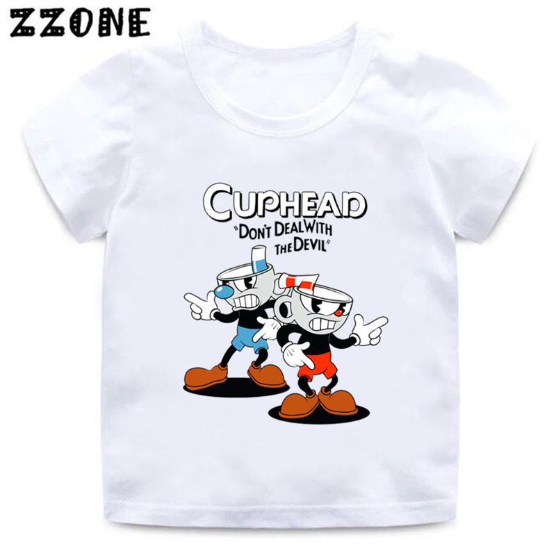 Hot Selling 'Cuphead' Cartoon Print Funny Children's T-Shirt Summer Short Sleeve Casual Top ...