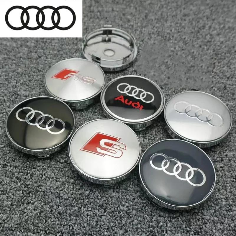 4PCS 60mm Audi Car Hub Center Cover Refitted with S RS Logo for A1 A2 A3 8V 8P8L A4 B6 B7 B8 A5 C6 C7 A7 A8 Q2 Q3 Q5 Q7