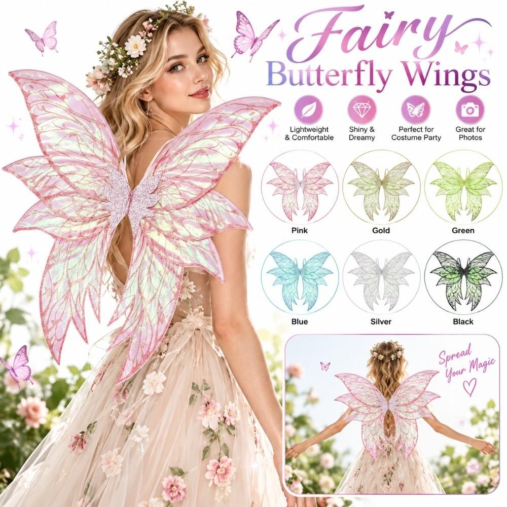 Iridescent Fairy Wings Layered Silhouette Angel Wings Dress Up Wings for Children and Adults