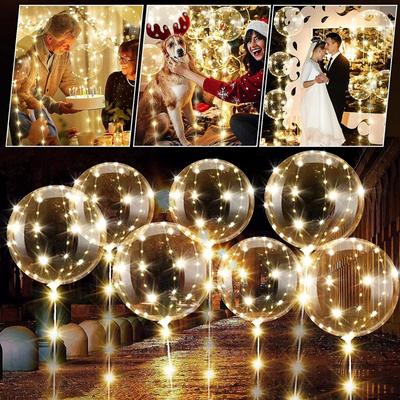 10 Pezzi Palloncini Bobo Luminosi a LED con Stringa di Luci Palloncino Trasparente Decorazione Festival Compleanno Matrimonio Forniture per Feste Baby Shower