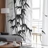 Schwarze transparente Vorhänge mit Bambus-Vogelmotiv für Wohnzimmer, Schlafzimmer, Tüllvorhänge, Küchenfensterbehandlungen, Vorhänge