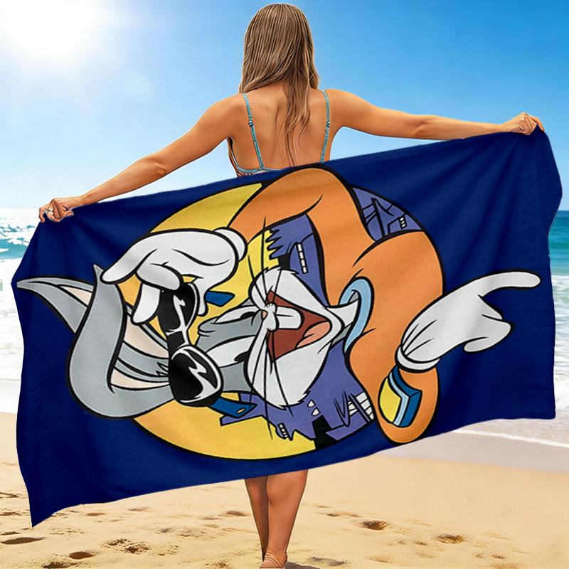 1Pc Bugs Bunny Flight Gear Beach Towel, Quick Dry, Multi-Use for Beach Pool Gym Yoga Home Travel, Christmas, Halloween, Xmas Gift M929263