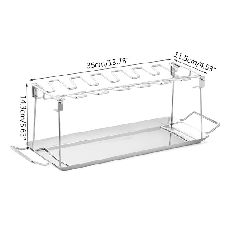 14 Slots Chicken Leg Wing Grill Rack Drumsticks Holder Smoker Oven Roaster Stand