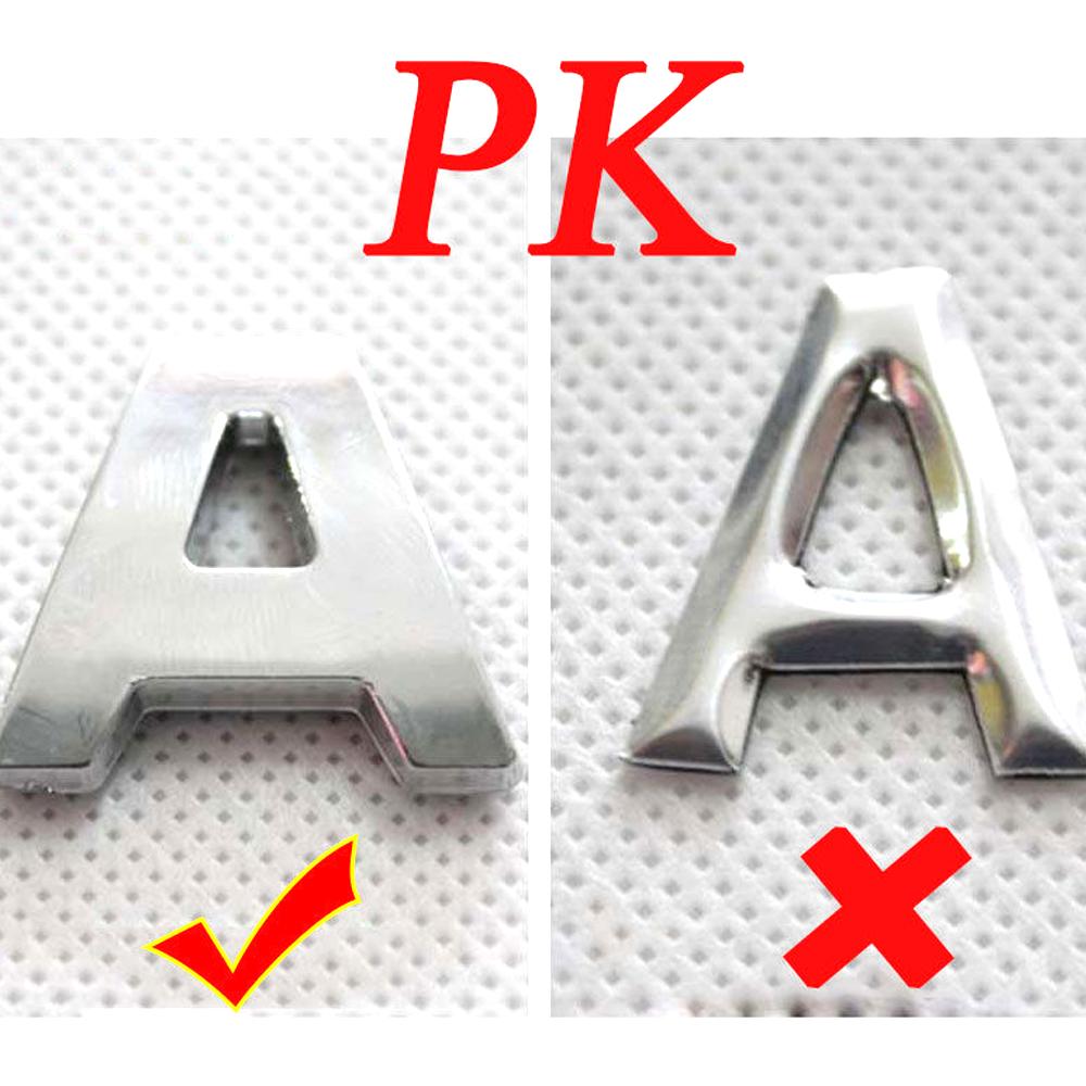 40Pcs (A-Z,0-9) 28MM Car Stickers 3D DIY Metallic Alphabet Sticker Emblem Letter Silver Badge Decoration For Auto Logo Styling