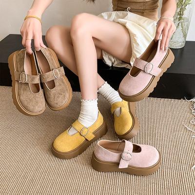 Thick-soled Women's Spring and Autumn New Japanese Muffin Thick-soled Shallow Mouth with Skirt Mary Jane Single Shoes Women