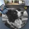 Border Collie Runder Teppich, Teppich für Wohnzimmer Schlafzimmer Sofa Spielzimmer Dekoration, Rutschfeste Bodenmatte