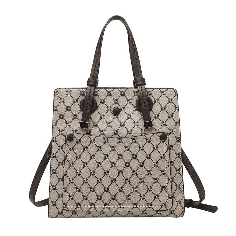 Large Capacity Tote Bag Women Soft PU Shoulder With Zipper Multi-Compartment Design Urban Chic Style