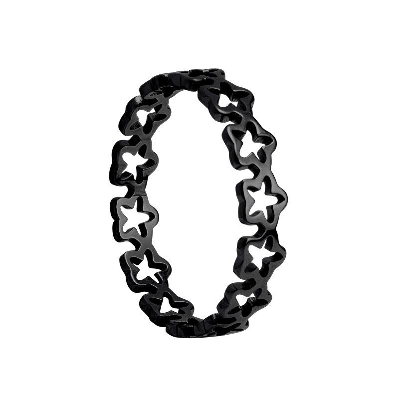 Simple Continuous Hollow Pentagram Gold Plated Stainless Steel Ring Women's Party Silver Color Ring