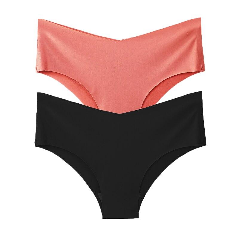 

2 шт. бесшовные трусики для женщин, нижнее белье из ледяного шелка с низкой талией, дышащее мягкое белье для женщин, сексуальные однотонные трусы XL