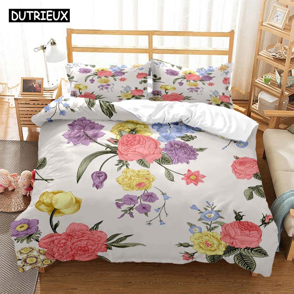 Plant Flowers Digital Print Polyester Bedding Sets Child Kids Covers Boys Bed Linen Set For Teens Bedding Set